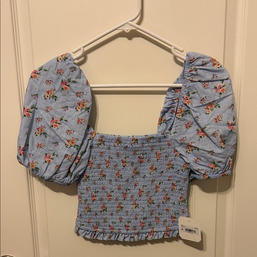 Altar'd State Light Blue Floral Blouse